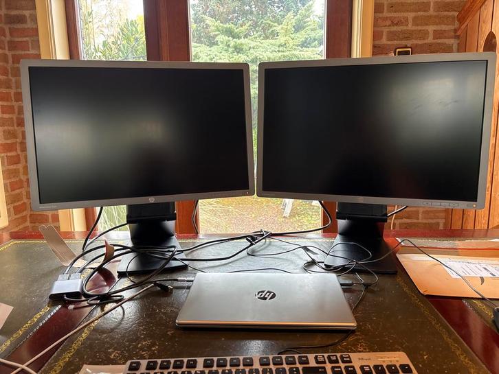 2x HP EliteDisplay E241i Monitoren, Computers en Software, Monitoren, Gebruikt, 60 Hz of minder, DisplayPort, In hoogte verstelbaar