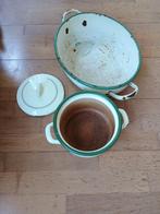 Oude emaille afwasteil en pan, Ophalen of Verzenden