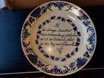 Oud Delfts Blauw Sierbord met Tekst, Ophalen of Verzenden
