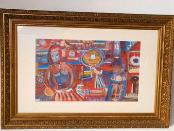 Abstracte compositie op karton jaren 60  beschikbaar voor biedingen