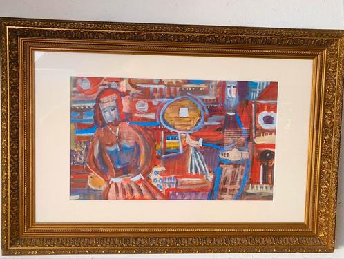 Abstracte compositie op karton jaren 60, Antiek en Kunst, Kunst | Schilderijen | Klassiek, Ophalen of Verzenden