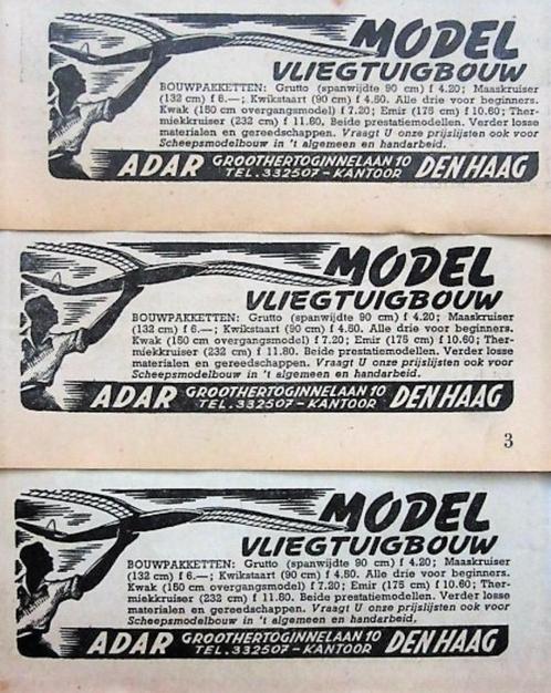 4 vintage advertenties model vliegtuigbouw 49-71 Tenco Cox s, Verzamelen, Speelgoed, Gebruikt, Verzenden