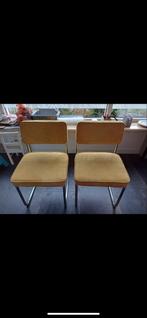 5 Eetkamerstoelen met Stalen Frame en Ribstof, Antiek en Kunst, Antiek | Meubels | Stoelen en Banken, Ophalen of Verzenden