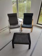 Loungestoelen set met voetenbank ikea poang, Ophalen, Hout, 75 tot 100 cm, Zo goed als nieuw