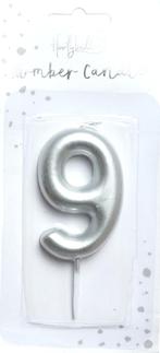 Nummer Kaars - Zilver 9 - 6cm, Ophalen of Verzenden, Nieuw, Overige