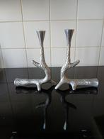 2 Boomstam kaarsenhouders van aluminium, Huis en Inrichting, Woonaccessoires | Kandelaars en Kaarsen, Ophalen of Verzenden, Zo goed als nieuw