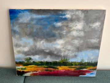Zicht op heide, water en lucht impressionisme  beschikbaar voor biedingen