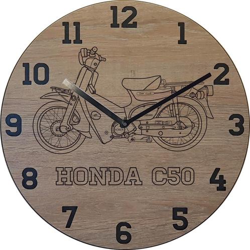 Themaklok met een Honda C50 brommer, Huis en Inrichting, Woonaccessoires | Klokken, Nieuw, Ophalen of Verzenden