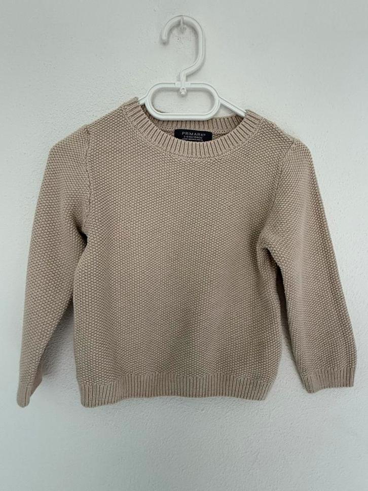 Primark beige sweater creme kabeltrui wafel pullover 98 104, Kinderen en Baby's, Kinderkleding | Maat 98, Zo goed als nieuw, Jongen of Meisje