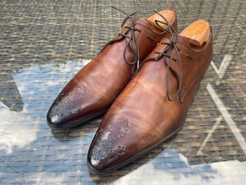 ZGAN Santoni veterschoen model 7114 maat 6,5 UK/EU 40,5, Kleding | Heren, Schoenen, Zo goed als nieuw, Veterschoenen, Bruin, Ophalen of Verzenden