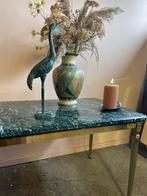Vintage groen marmeren salontafel met messing onderstel, Ophalen, Minder dan 50 cm, Gebruikt, 100 tot 150 cm
