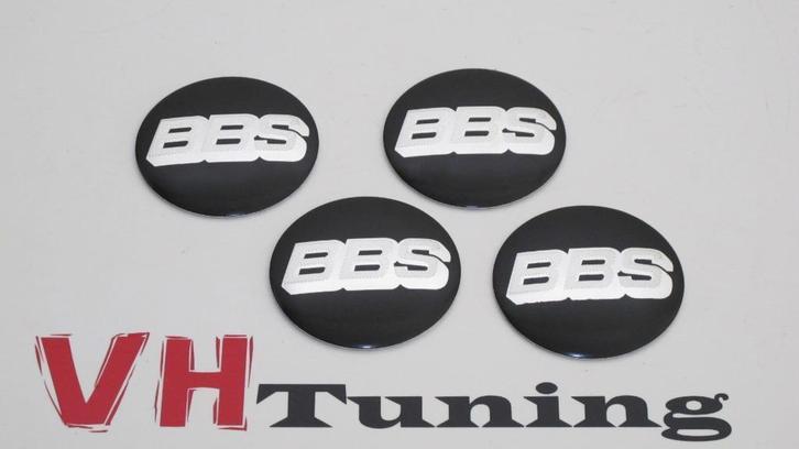 BBS wielnaaf stickers 56MM zwart/chroom 4 stuks, Auto diversen, Tuning en Styling, Ophalen of Verzenden