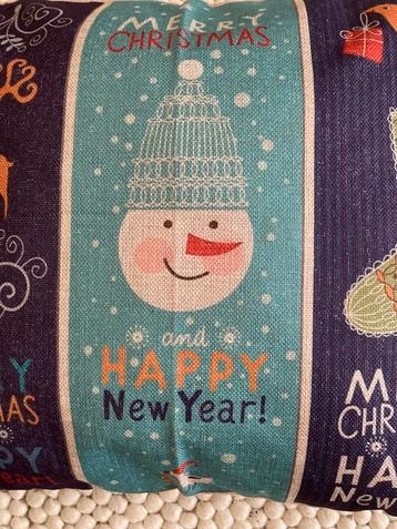 Kerst print retro sneeuwpop kerstman kerstkrans kussenhoes beschikbaar voor biedingen