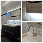 Dubbelewastafel met meubel en spiegel. Badkamermeubel., Huis en Inrichting, Badkamer | Badkamermeubels, Gebruikt, 100 tot 150 cm