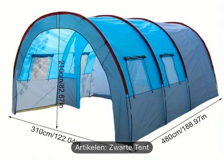 Tunneltent Outdoor Camping Tenten met Slaapkamer, Caravans en Kamperen, Tenten, Zo goed als nieuw, Ophalen of Verzenden