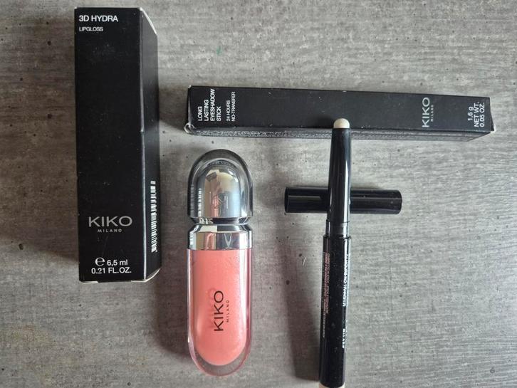 Nieuw: makeup set Kiko, lipgloss nr 4 & eyeshadowpencil nr 1, Sieraden, Tassen en Uiterlijk, Uiterlijk | Cosmetica en Make-up