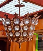 Plafond lamp hanglamp messing kristal Antiek 40  h.40.d, Antiek en Kunst, Ophalen of Verzenden