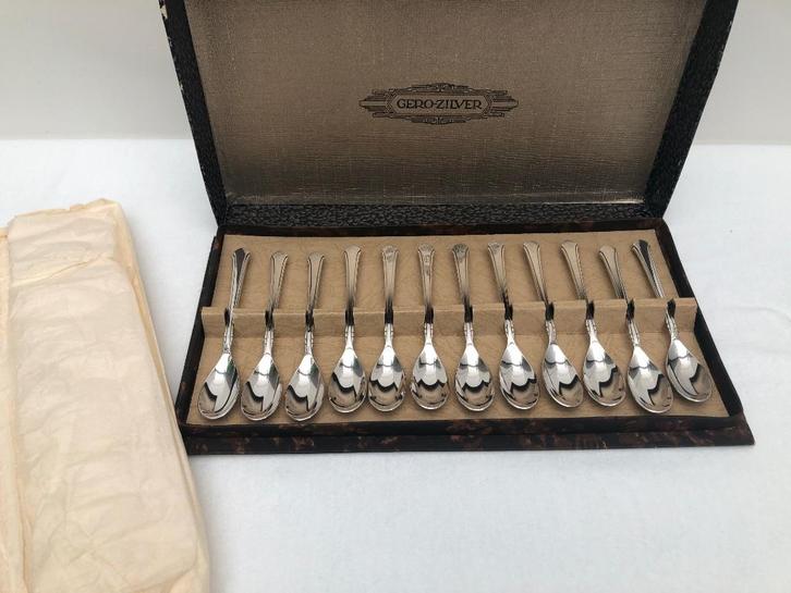 Gero zilver -12 lepeltjes in originele doos - zgan, Antiek en Kunst, Antiek | Bestek, Ophalen of Verzenden