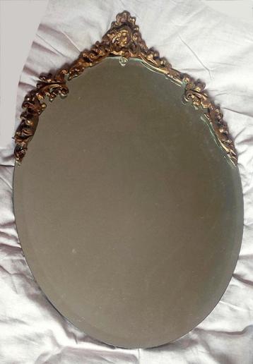 Brocante spiegel ovaal brons engel antiek krullen barok mooi beschikbaar voor biedingen