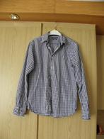 Net blauw wit katoenen geruit overhemd HEMA mt M prima staat, Hema, Blauw, Gedragen, Halswijdte 39/40 (M)