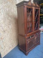 Antiek Mahoniehouten Engelse Vitrinekast, Huis en Inrichting, Ophalen, Gebruikt, 100 tot 150 cm, Met lade(s)