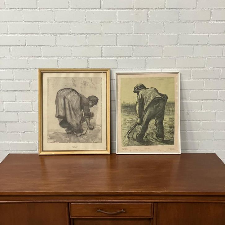 Vincent van Gogh poster boer en boerin schilderij, Antiek en Kunst, Kunst | Schilderijen | Klassiek, Ophalen