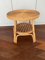 Rotan rieten bijzettafel tafeltje, Huis en Inrichting, Tafels | Bijzettafels, Minder dan 55 cm, Rond, Zo goed als nieuw, Hout