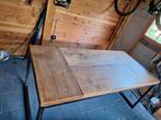 Eiken eettafel met stalen frame - 90x190cm, Huis en Inrichting, Tafels | Eettafels, Ophalen, Gebruikt, 50 tot 100 cm, Vijf personen of meer