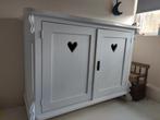 Commode brocante, wit, hartjes, Ophalen, Met deur(en), 100 tot 150 cm, Zo goed als nieuw