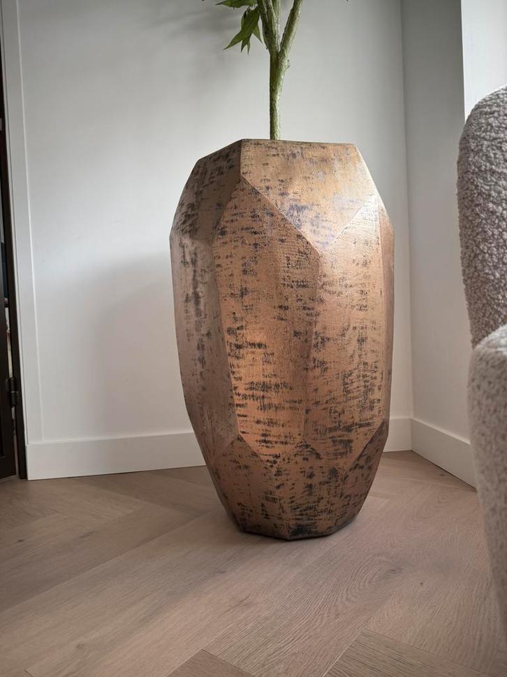 Pot Lucia Goud D48 H75 - Merk Pot & Vaas, Huis en Inrichting, Woonaccessoires | Vazen, Nieuw, Overige kleuren, 75 cm of meer, Overige materialen