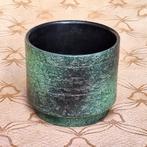 Vintage bloempot jaren 70, groene tint met grove structuur, Rond, Binnen, Ophalen of Verzenden, Zo goed als nieuw
