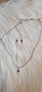 Handgemaakt Ketting & Oorbellen Set, Nieuw, Ophalen of Verzenden, Met edelsteen, Rood