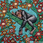 Handgeschilderd Schilderijtje Chimpansee Nieuw 20x20 cm, Ophalen of Verzenden