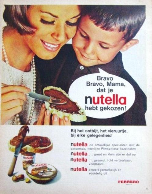 4 vintage advertenties reclames Ferrero Nutella 65-79 chocop, Verzamelen, Merken en Reclamevoorwerpen, Gebruikt, Overige typen