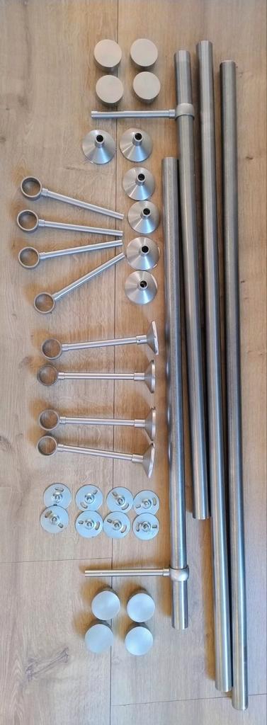 Gordijnroede set - compleet met steunen en ringen, Huis en Inrichting, Stoffering | Gordijnen en Lamellen, Gebruikt, 200 cm of meer