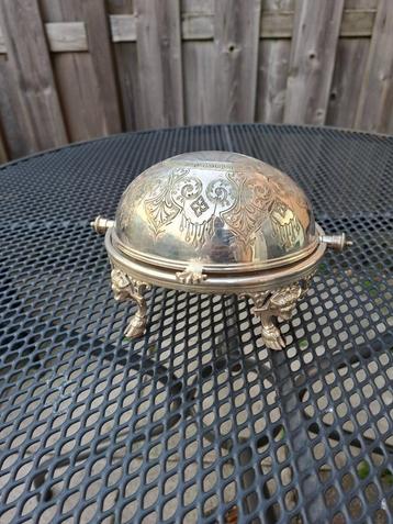 Antiek zwaar verzilverd kaviaar schaal  beschikbaar voor biedingen