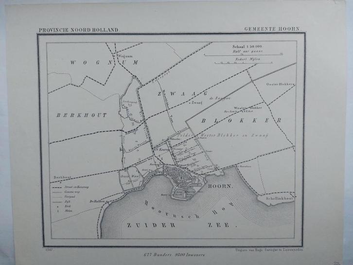 18 / Hoorn Litho uit 1867 van J. Kuyper, Antiek en Kunst, Kunst | Litho's en Zeefdrukken, Ophalen of Verzenden