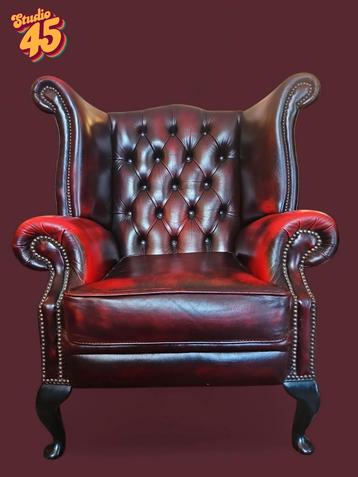 Chesterfield Queen Anne High back wing chair Oxblood   beschikbaar voor biedingen