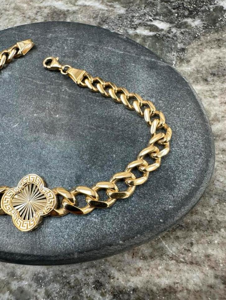 18k Gouden Klavertje Armband, Sieraden, Tassen en Uiterlijk, Armbanden, Nieuw, Ophalen of Verzenden