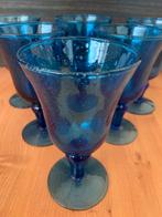 6x mondgeblazen wijnglazen kobaltblauwe kleur, Antiek en Kunst, Antiek | Glas en Kristal, Ophalen