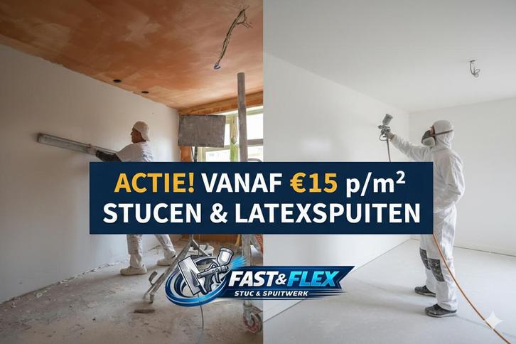 Stukadoor & Latex Spuiten vanaf €15,- p/m², Diensten en Vakmensen, Klussers en Klusbedrijven, 24-uursservice, Garantie