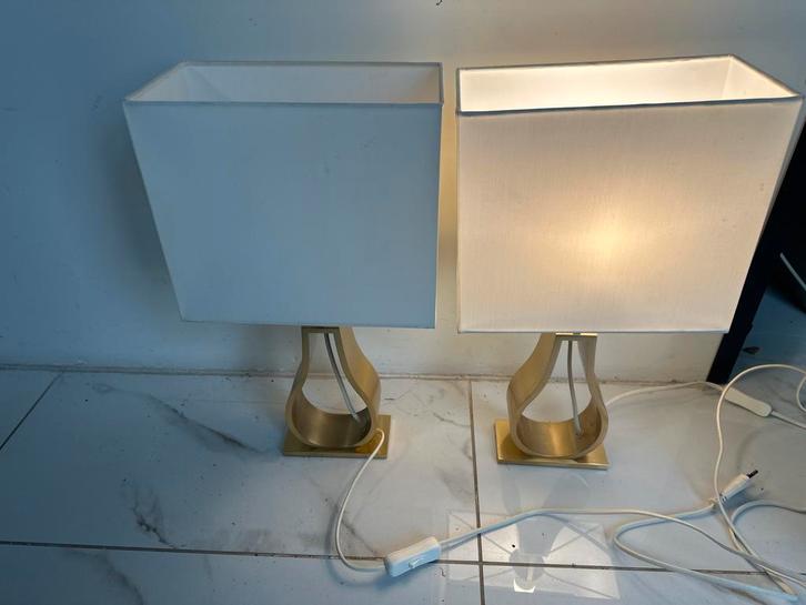 Set van 2 Stijlvolle Tafellampen, Huis en Inrichting, Lampen | Vloerlampen, Zo goed als nieuw, Minder dan 100 cm, Stof, Ophalen of Verzenden