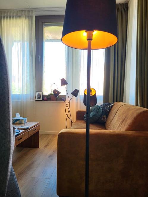 Vloerlamp Retro met leeslampje QAZQA goud zwart industrieel, Huis en Inrichting, Lampen | Vloerlampen, Zo goed als nieuw, 150 tot 200 cm