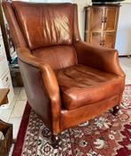 Prachtige schapenleder engelse fauteuil T.E.A.B., Huis en Inrichting, Ophalen, Klassiek, Zo goed als nieuw, 75 tot 100 cm