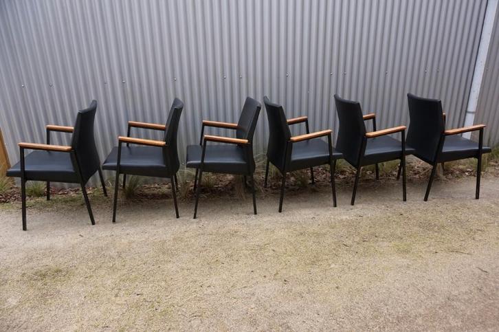 6 x vintage armstoelen/ eetkamerstoelen/ vergaderstoelen, Huis en Inrichting, Stoelen, Gebruikt, Vijf, Zes of meer stoelen, Hout