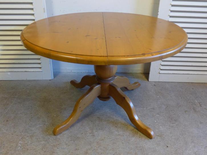 Prachtige landelijke ronde uitschuifbare grenen tafel, Huis en Inrichting, Tafels | Eettafels, Zo goed als nieuw, 100 tot 150 cm