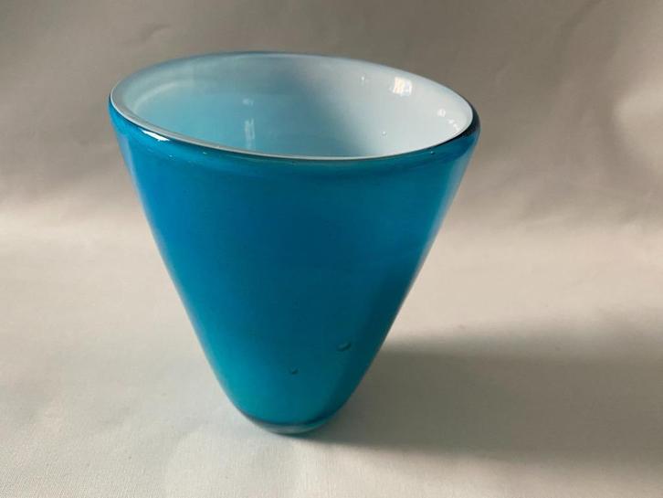 Design Des Pots zware vaas Mondgeblazen, Huis en Inrichting, Woonaccessoires | Vazen, Gebruikt, Blauw, Minder dan 50 cm, Glas