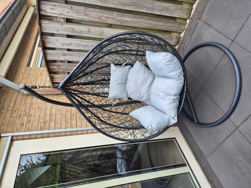 Egg hangstoel zwart roundabout ei, Tuin en Terras, Tuinstoelen, Zo goed als nieuw, Verstelbaar, Ophalen