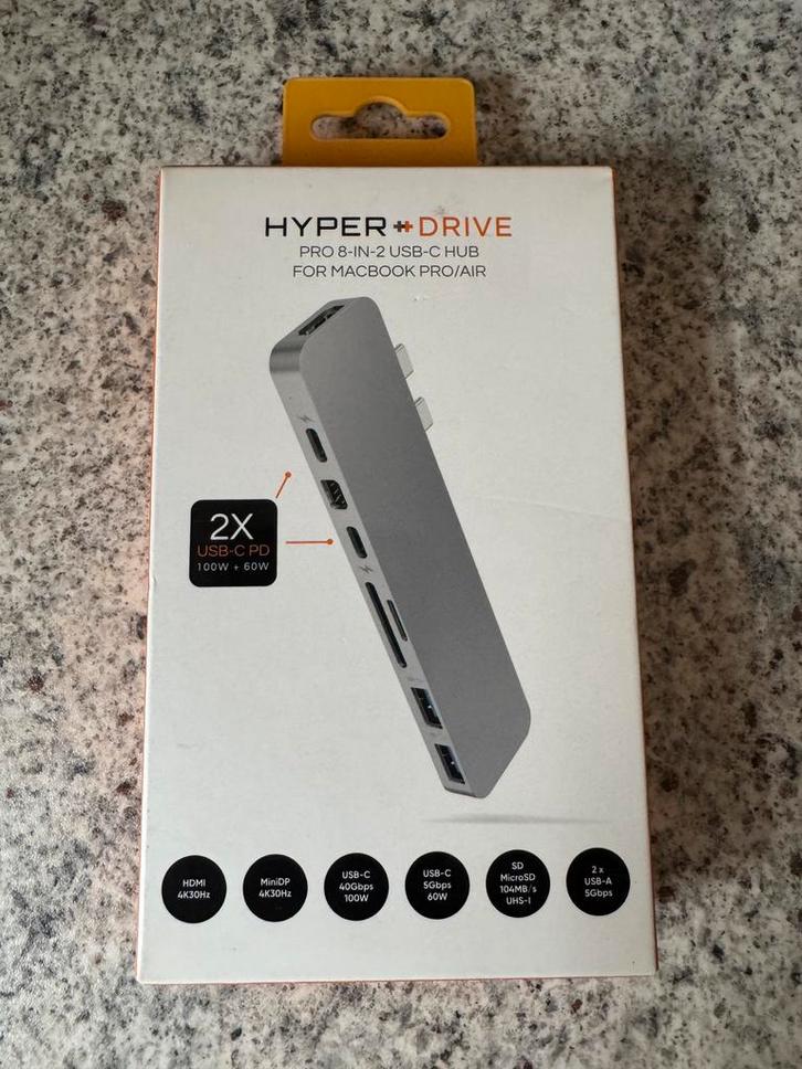 HyperDrive Pro 8-in-2 usb-c hub voor Macbook air/pro 2016/17, Computers en Software, Dockingstations, Nieuw, Ophalen of Verzenden