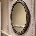 Antieke ovale spiegel met facet geslepen glas, Antiek en Kunst, Ophalen
